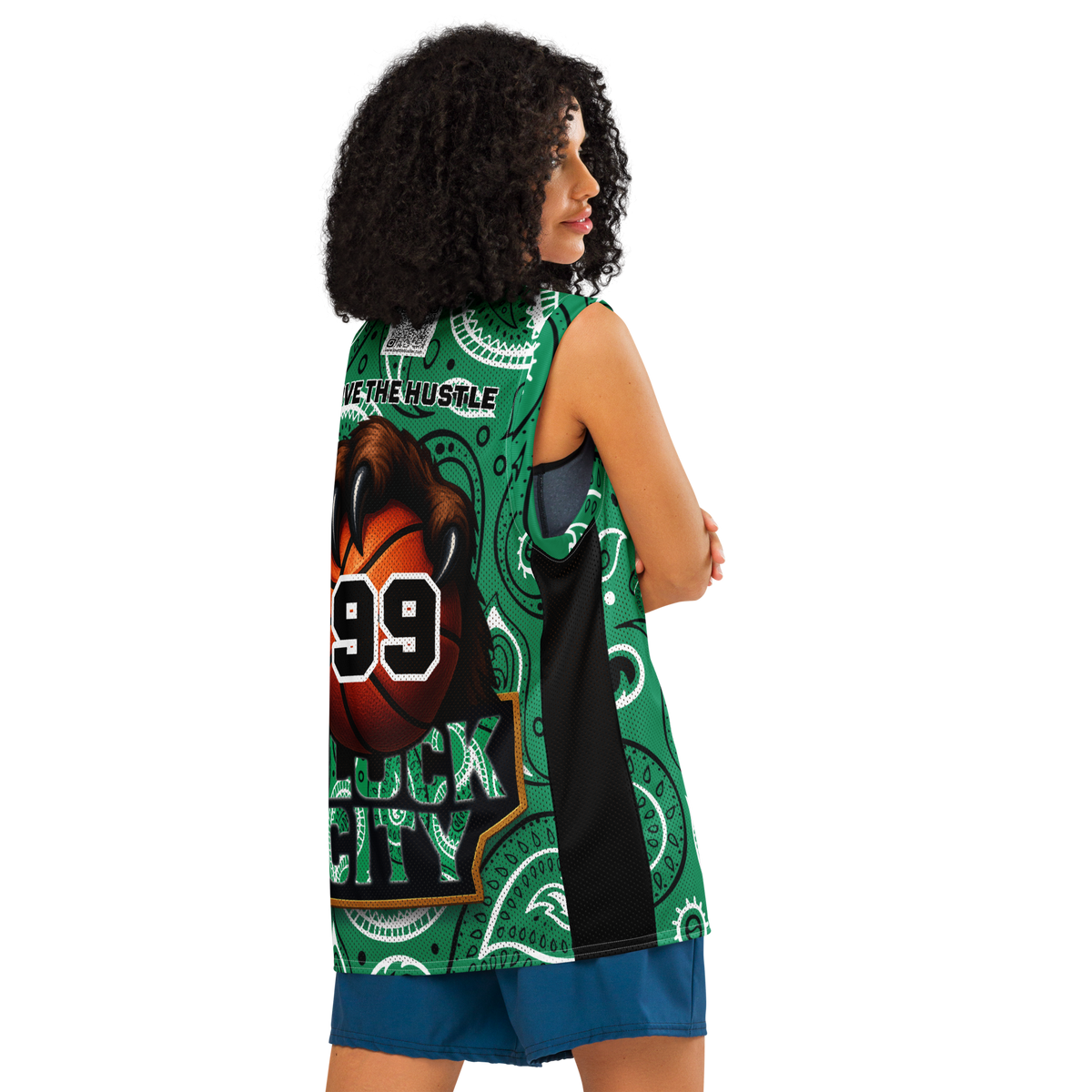 Love The Hustle® League Personalized Uni Premium Basketball Jersey Green Squad