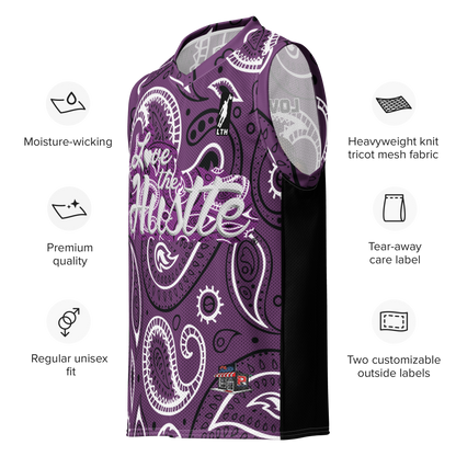 Love The Hustle® League Personalized Uni Premium Basketball Jersey Purple Squad