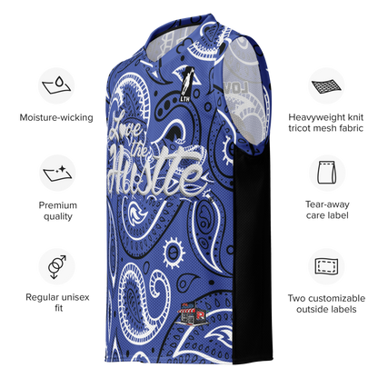 Love The Hustle® League Personalized Uni Premium Basketball Jersey Blue Squad