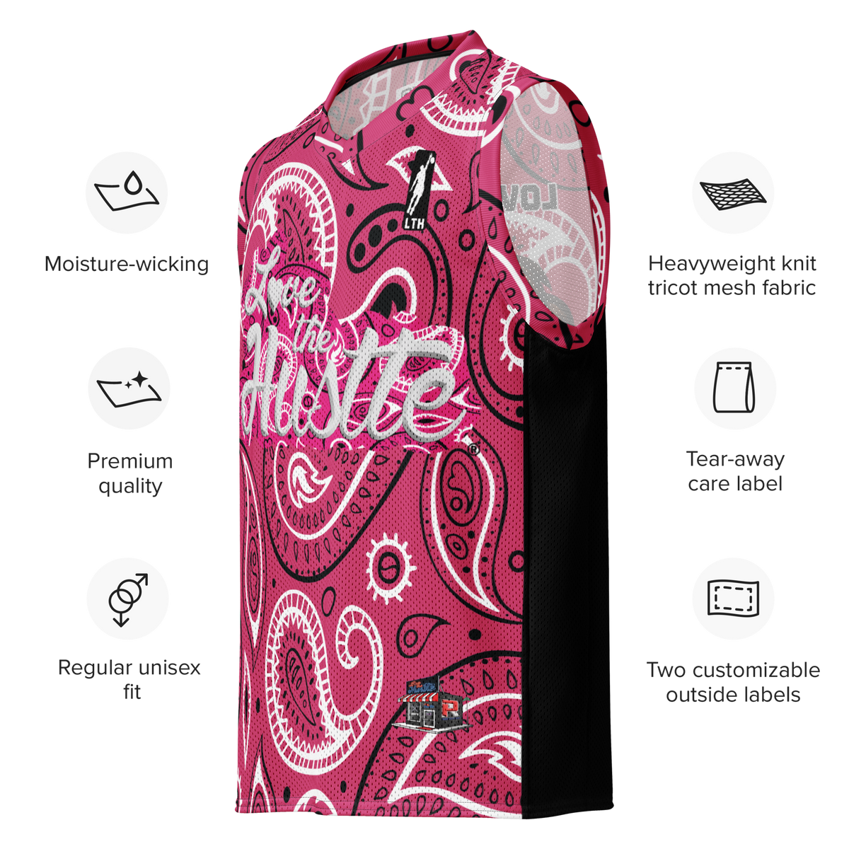 Love The Hustle® League Personalized Uni Premium Basketball Jersey Pink Squad