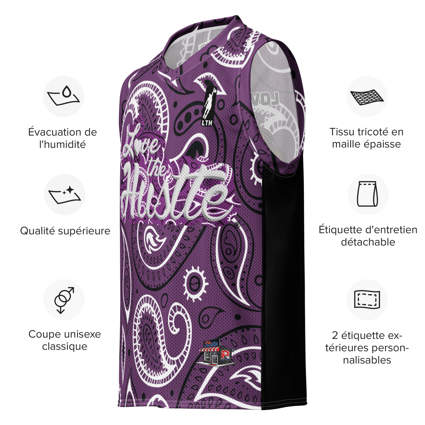 Love The Hustle® League Personalized Uni Premium Basketball Jersey Purple Squad