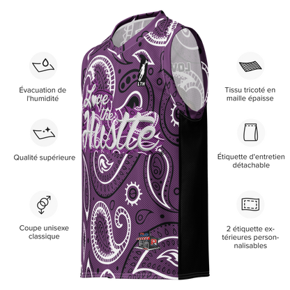 Love The Hustle® League Personalized Uni Premium Basketball Jersey Purple Squad