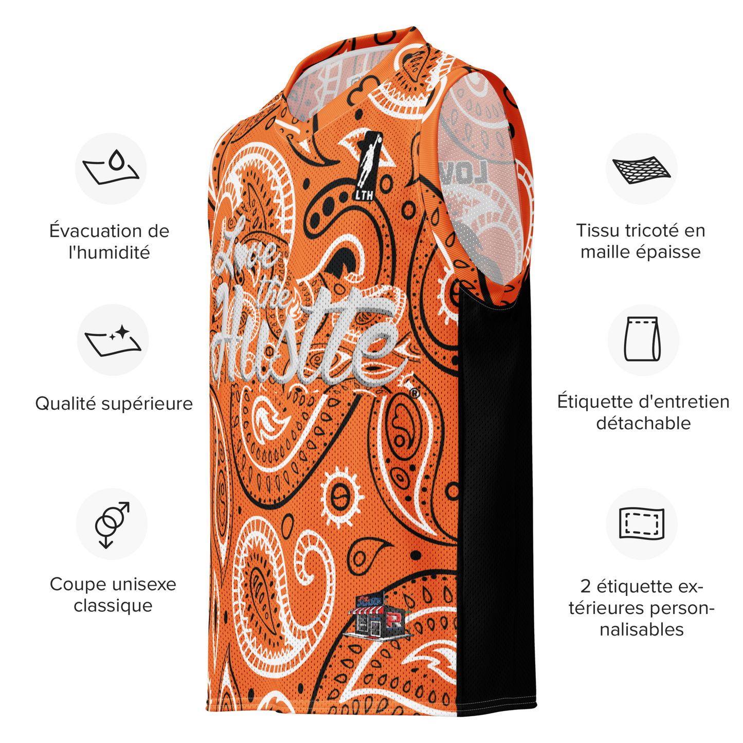 Love The Hustle® League Personalized Uni Premium Basketball Jersey Orange Squad