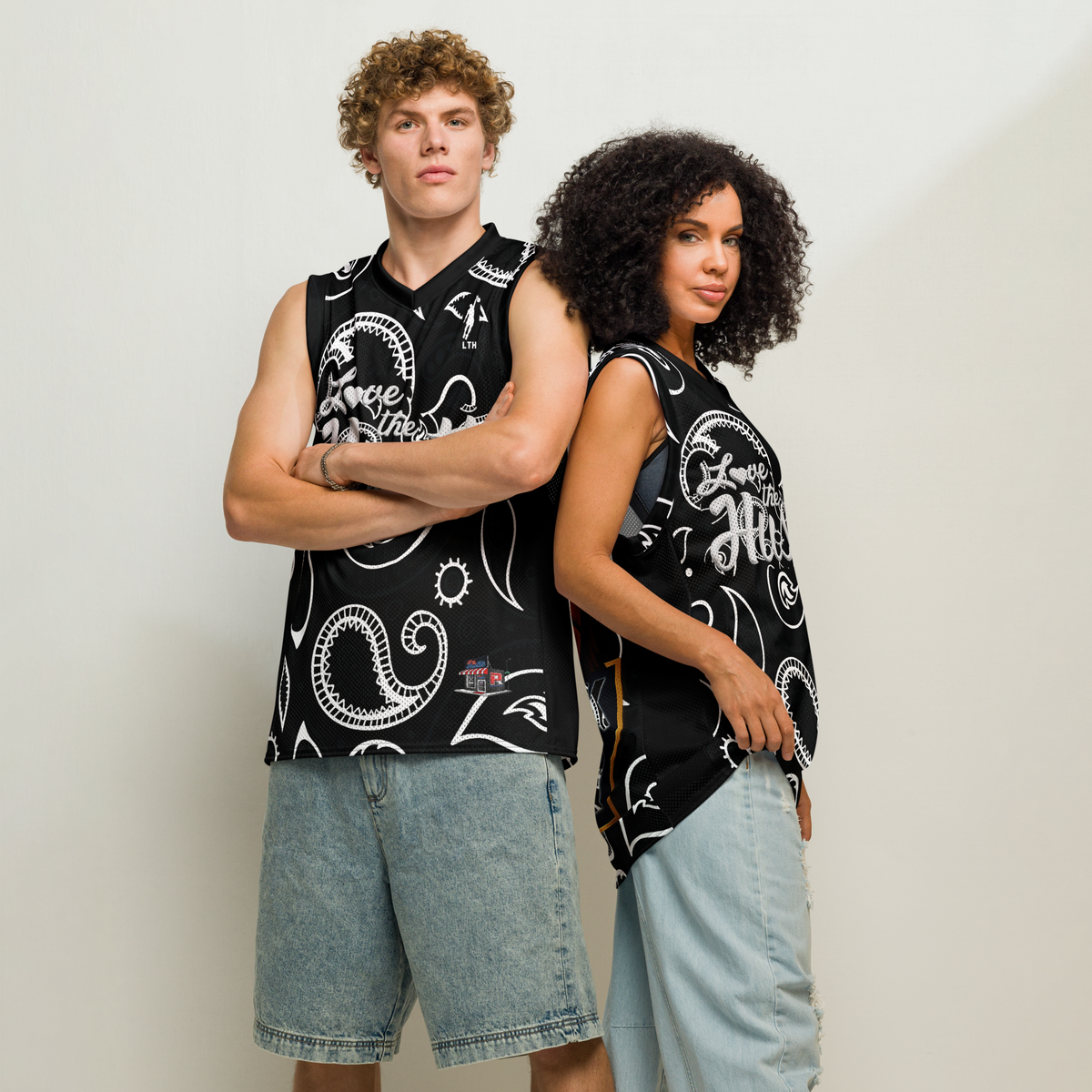 Love The Hustle® League Personalized Uni Premium Basketball Jersey Black Squad