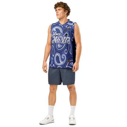 Love The Hustle® League Personalized Uni Premium Basketball Jersey Blue Squad