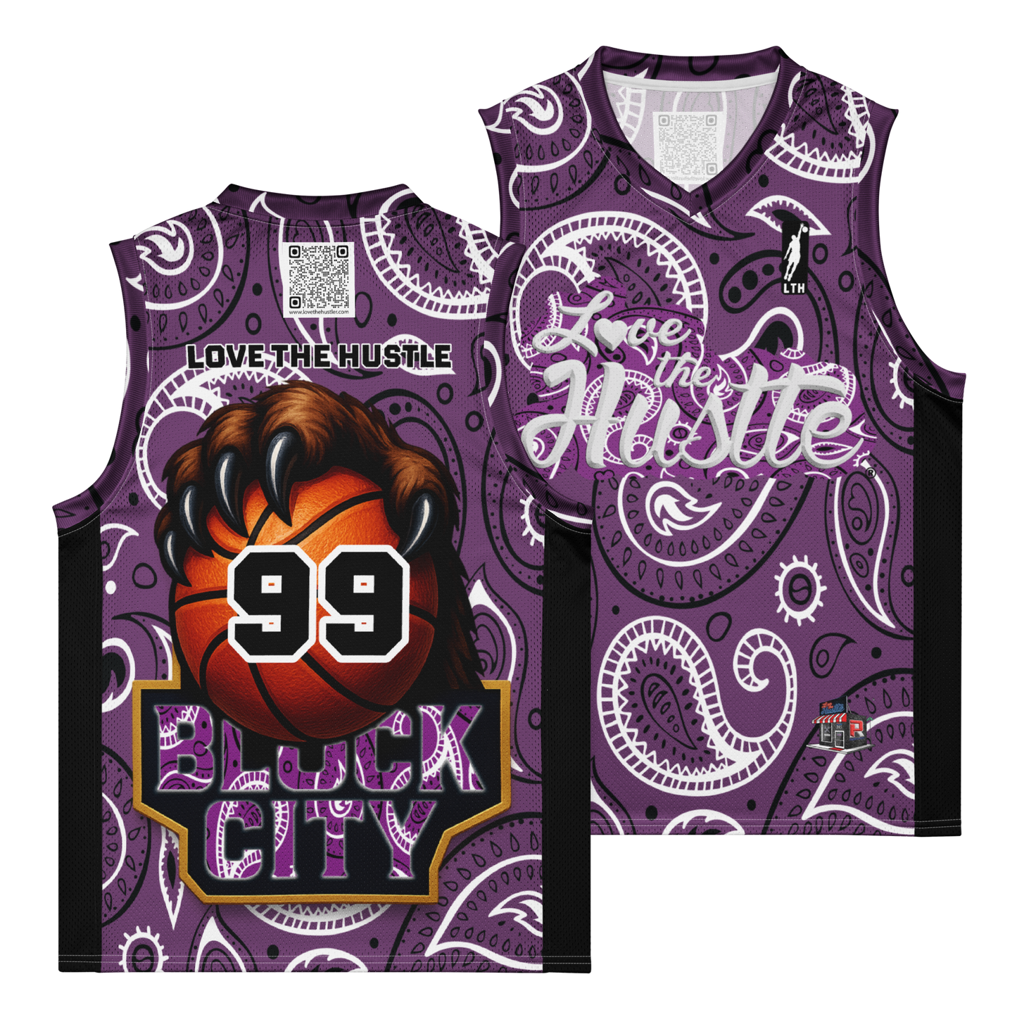 Love The Hustle® League Personalized Uni Premium Basketball Jersey Purple Squad