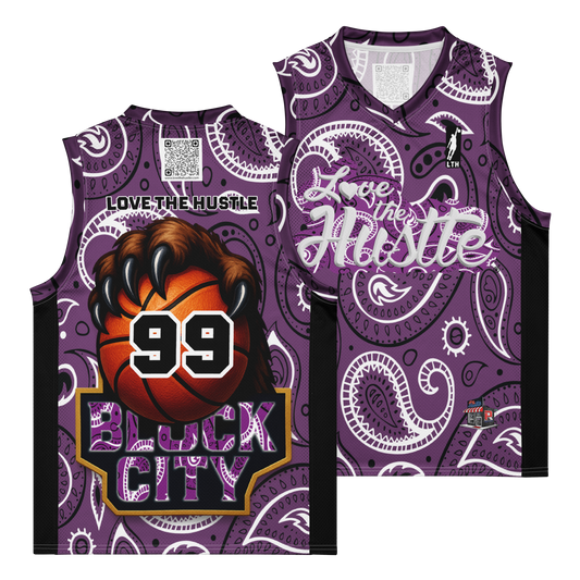 Love The Hustle® League Personalized Uni Premium Basketball Jersey Purple Squad