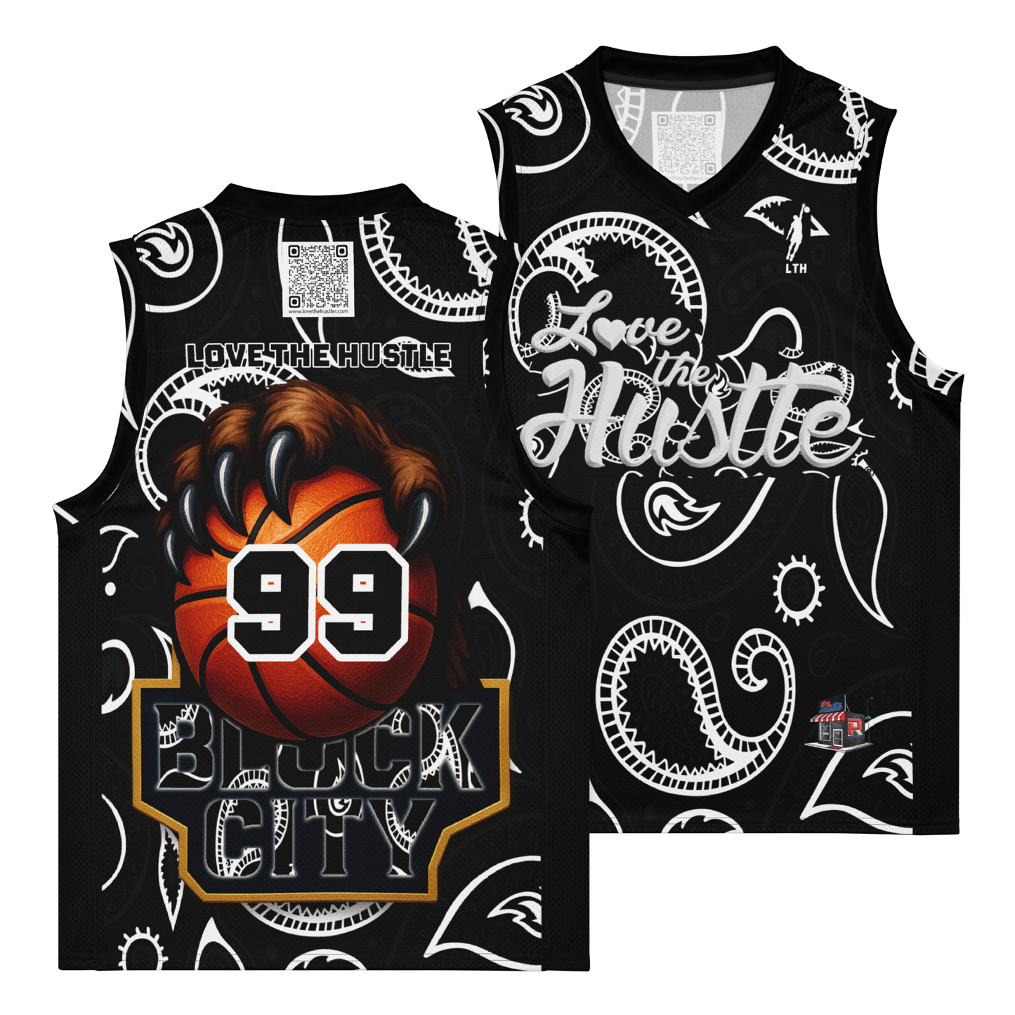 Love The Hustle® League Personalized Uni Premium Basketball Jersey Black Squad