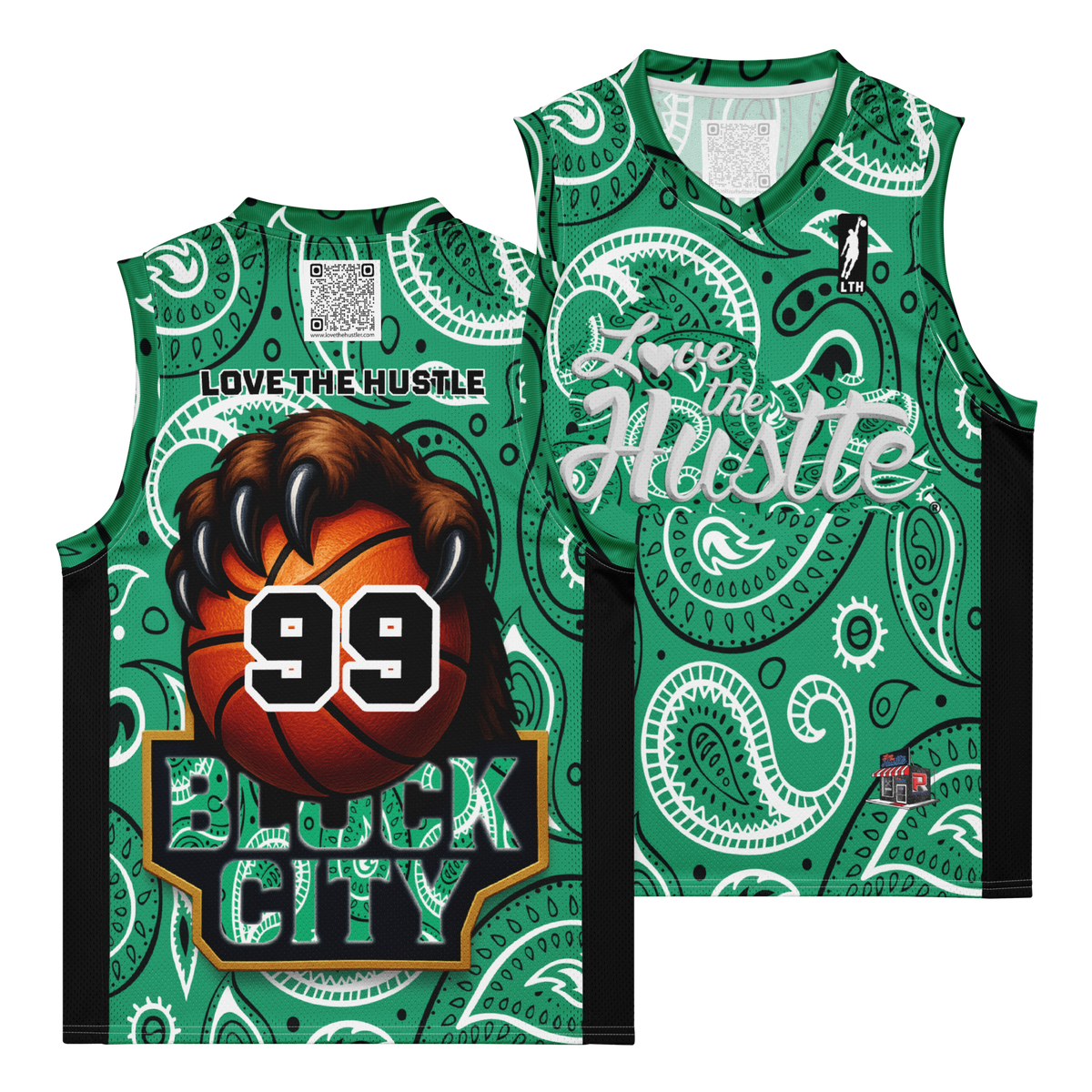 Love The Hustle® League Personalized Uni Premium Basketball Jersey Green Squad