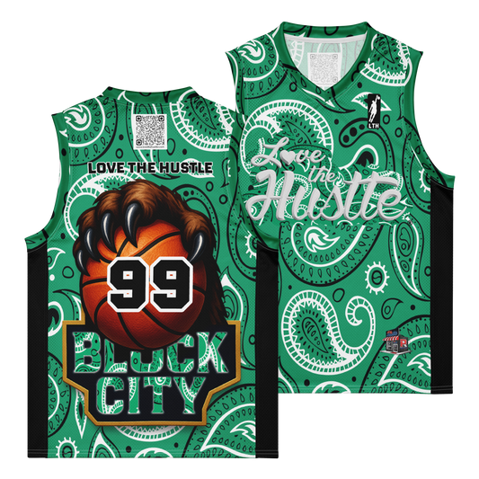 Love The Hustle® League Personalized Uni Premium Basketball Jersey Green Squad