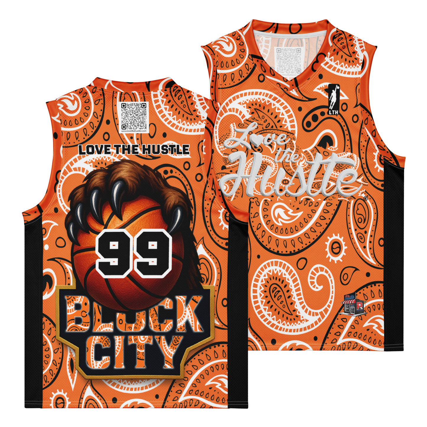 Love The Hustle® League Personalized Uni Premium Basketball Jersey Orange Squad