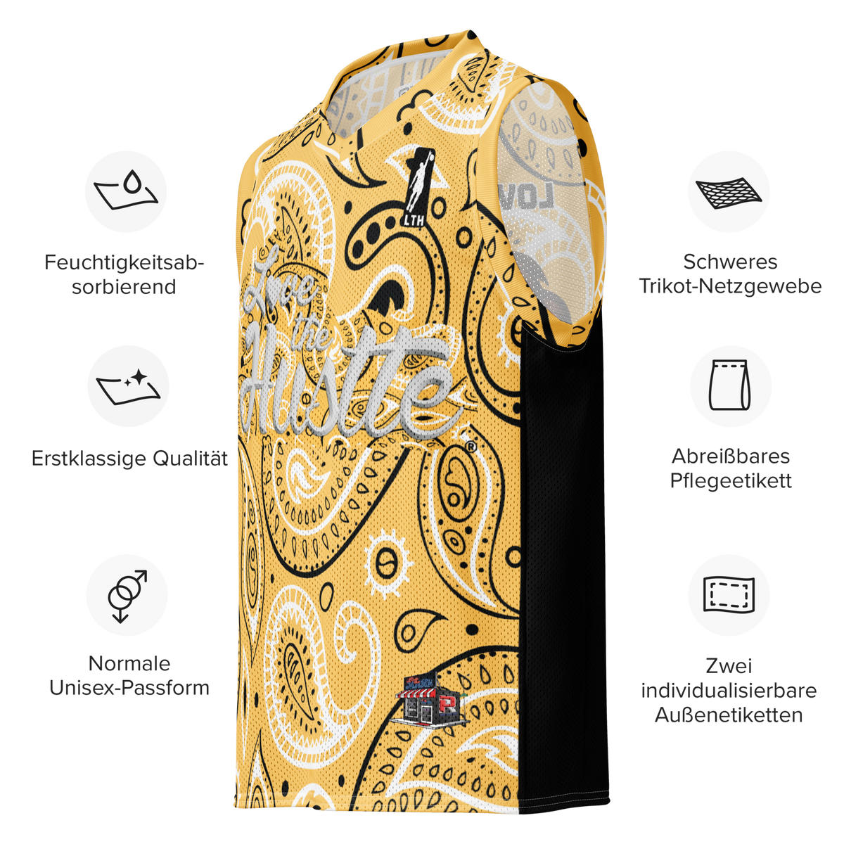 Love The Hustle® League Personalized Uni Premium Basketball Jersey Yellow Squad