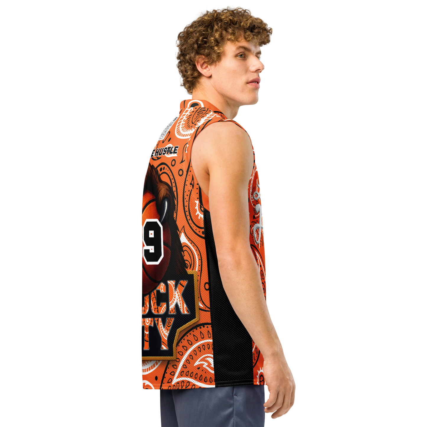 Love The Hustle® League Personalized Uni Premium Basketball Jersey Orange Squad