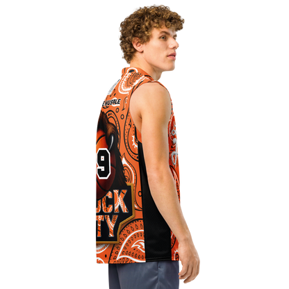 Love The Hustle® League Personalized Uni Premium Basketball Jersey Orange Squad