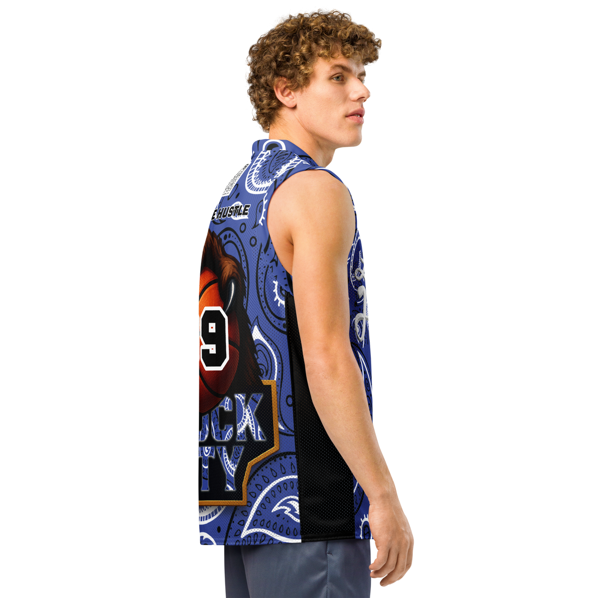 Love The Hustle® League Personalized Uni Premium Basketball Jersey Blue Squad