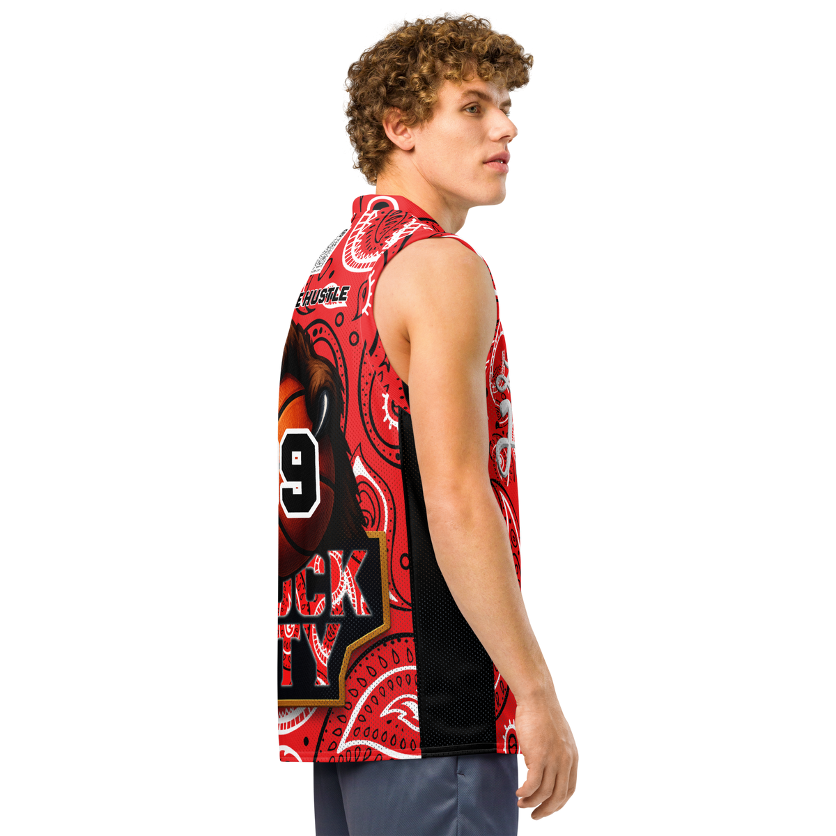 Love The Hustle® League Personalized Uni Premium Basketball Jersey Red Squad