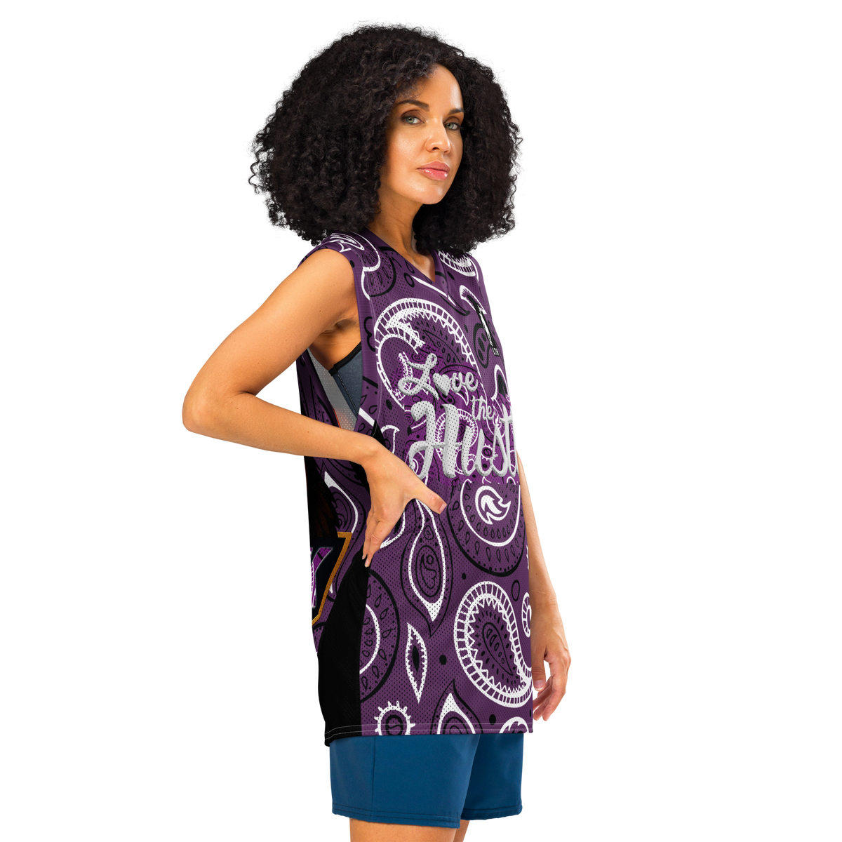 Love The Hustle® League Personalized Uni Premium Basketball Jersey Purple Squad