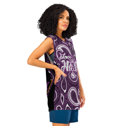 Love The Hustle® League Personalized Uni Premium Basketball Jersey Purple Squad
