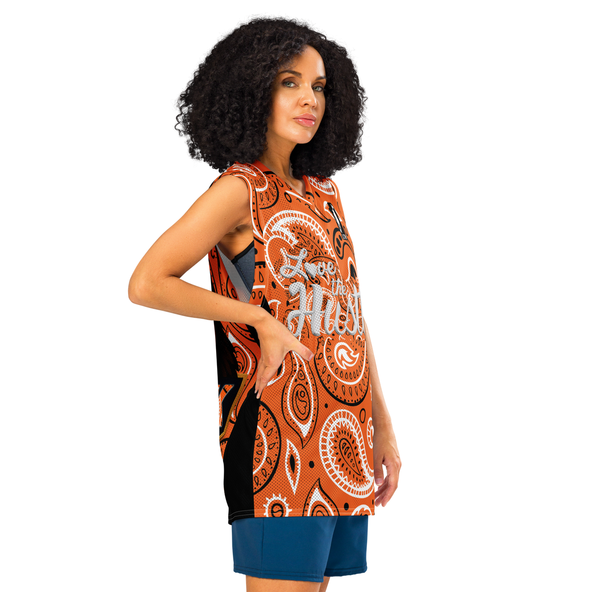 Love The Hustle® League Personalized Uni Premium Basketball Jersey Orange Squad