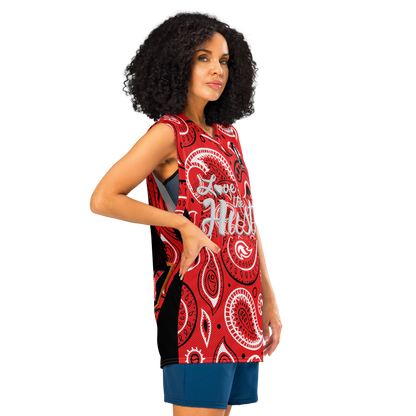 Love The Hustle® League Personalized Uni Premium Basketball Jersey Red Squad