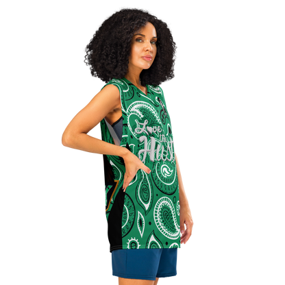 Love The Hustle® League Personalized Uni Premium Basketball Jersey Green Squad