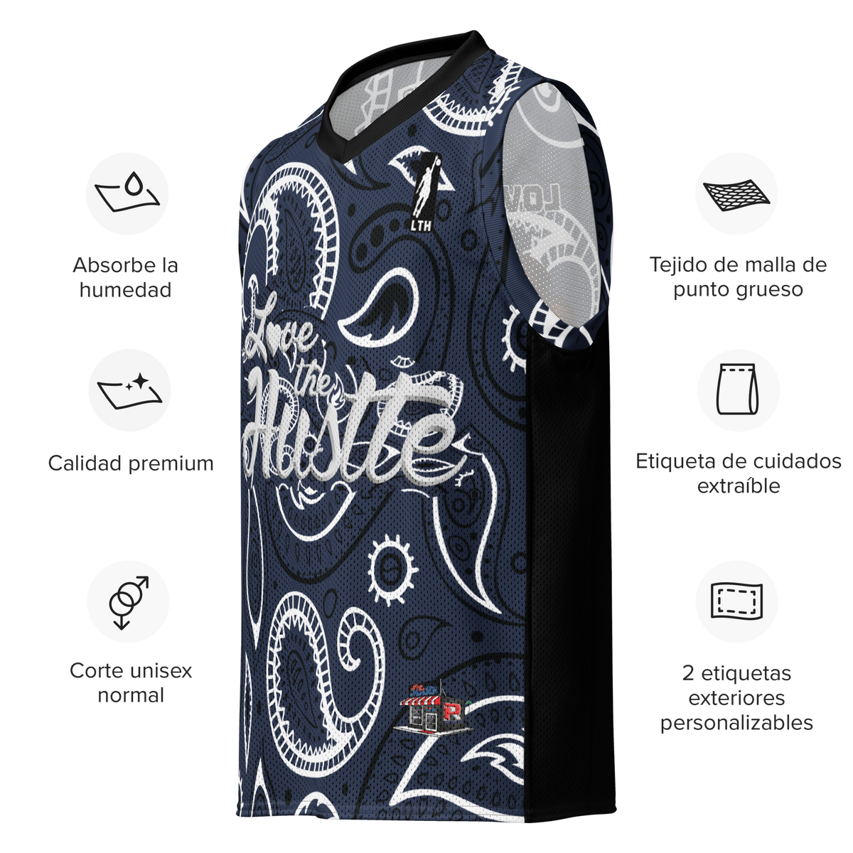 Love The Hustle® League Personalized Uni Premium Basketball Jersey Navy Squad