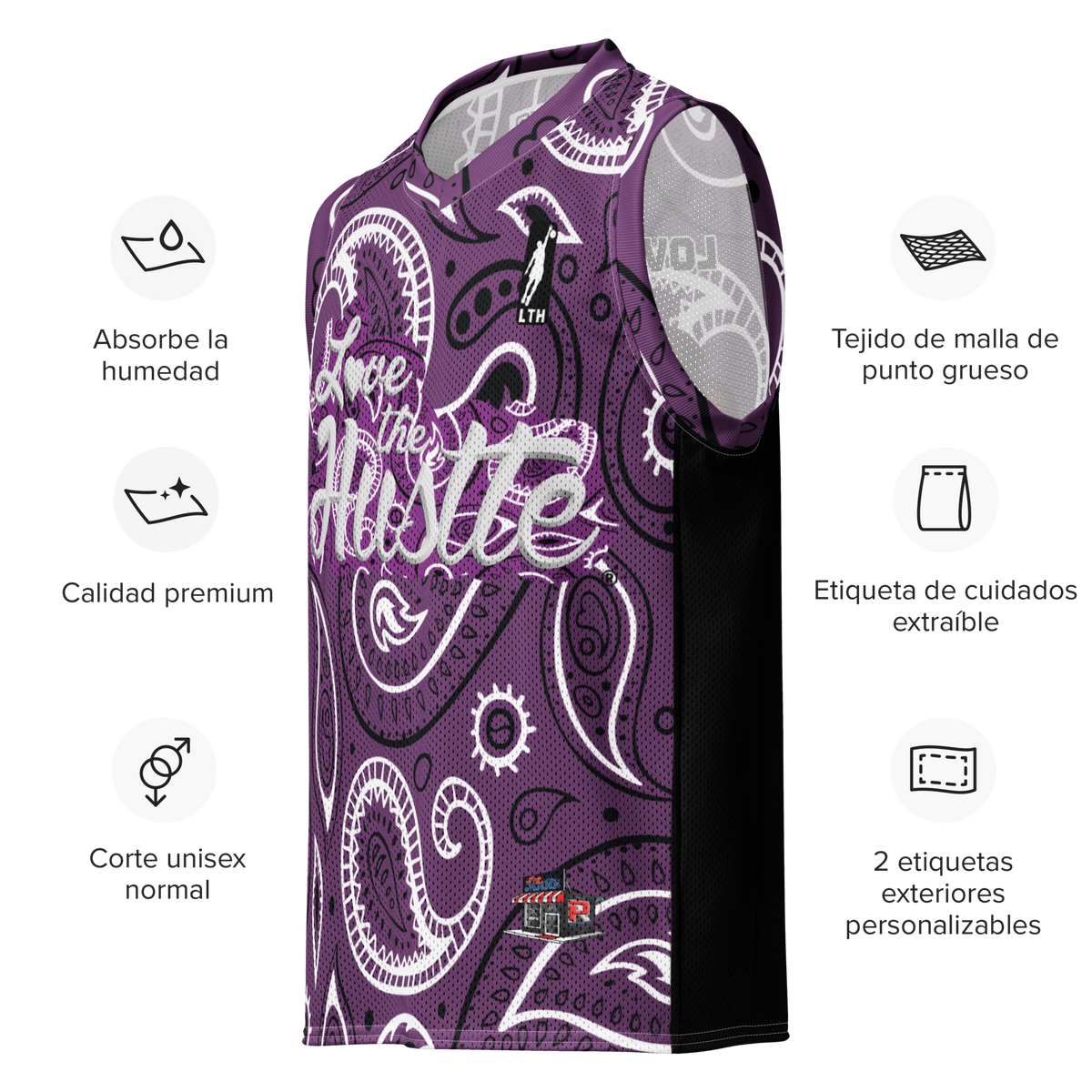 Love The Hustle® League Personalized Uni Premium Basketball Jersey Purple Squad