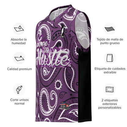 Love The Hustle® League Personalized Uni Premium Basketball Jersey Purple Squad