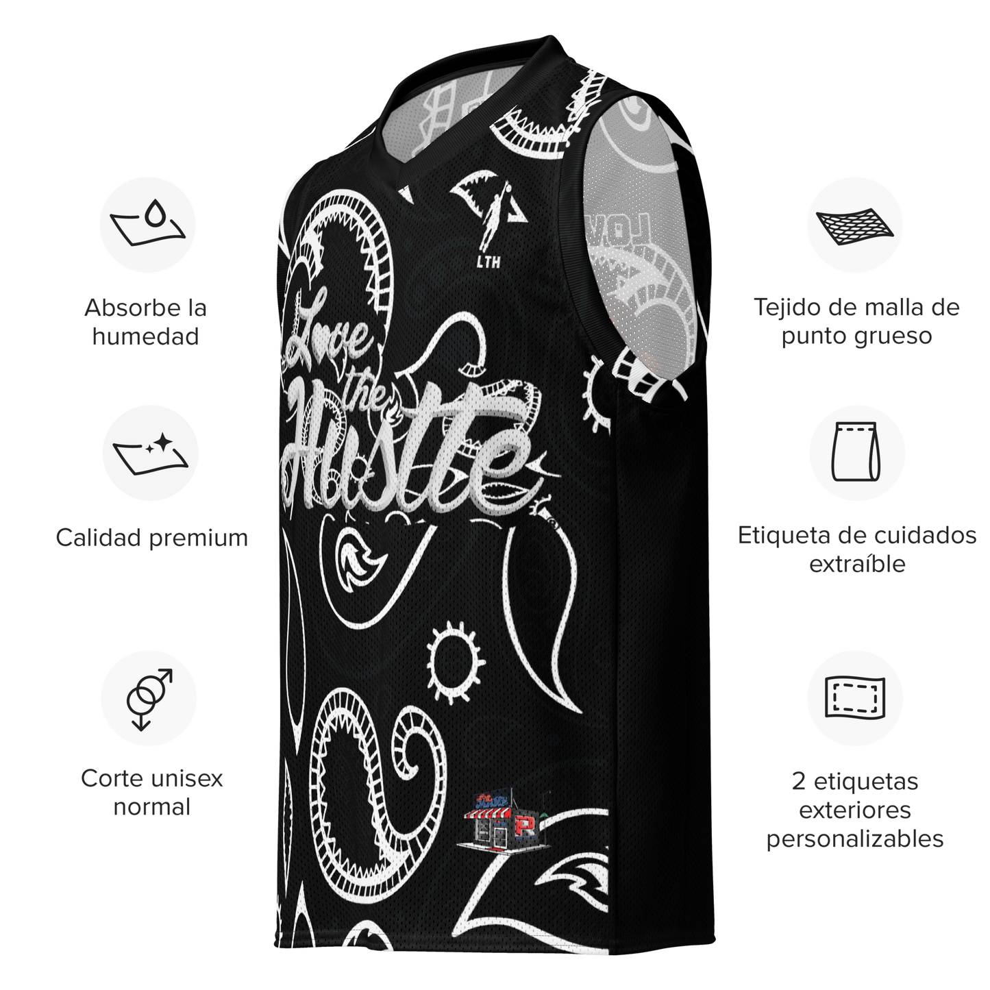 Love The Hustle® League Personalized Uni Premium Basketball Jersey Black Squad