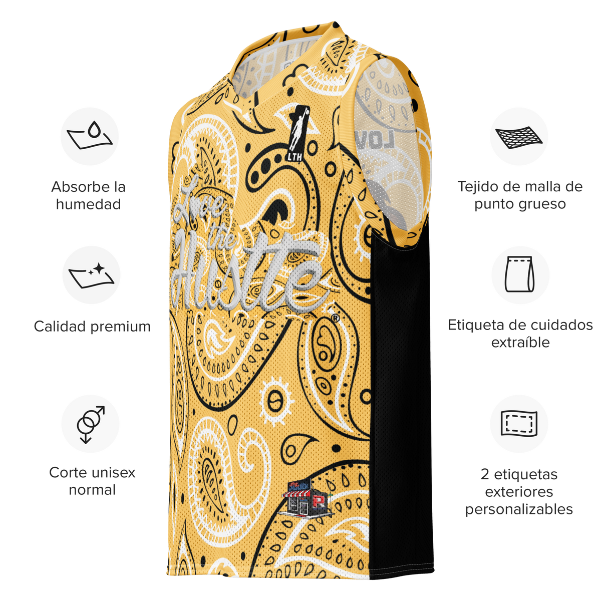 Love The Hustle® League Personalized Uni Premium Basketball Jersey Yellow Squad
