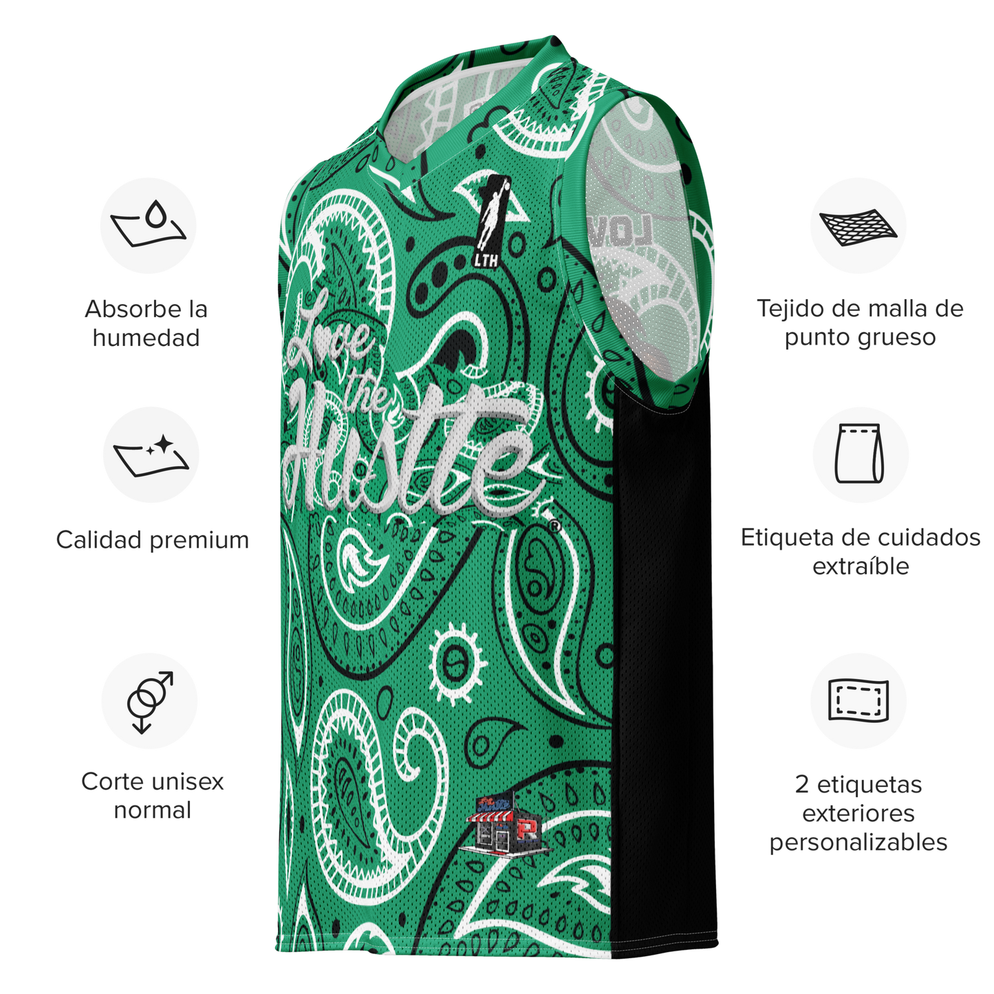 Love The Hustle® League Personalized Uni Premium Basketball Jersey Green Squad