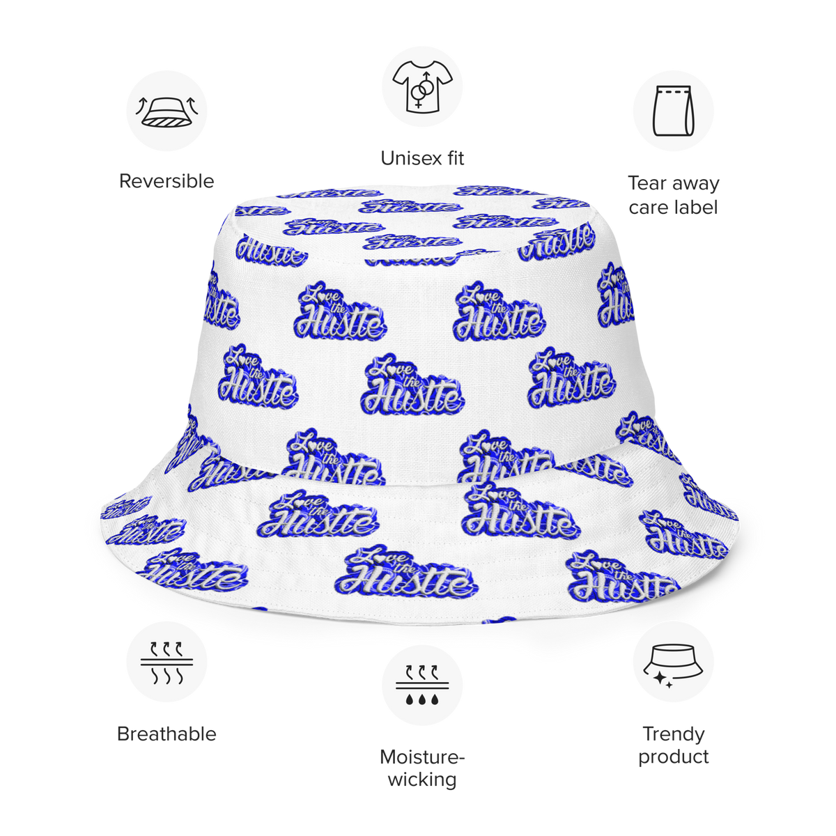 Love The Hustle® Gorro de pescador reversible de bandana con mini motivos atados