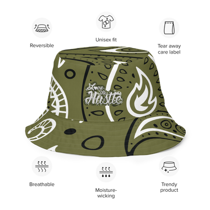 Love The Hustle™ Bandana Reversible Tyled Mini Motifs Bucket Hat