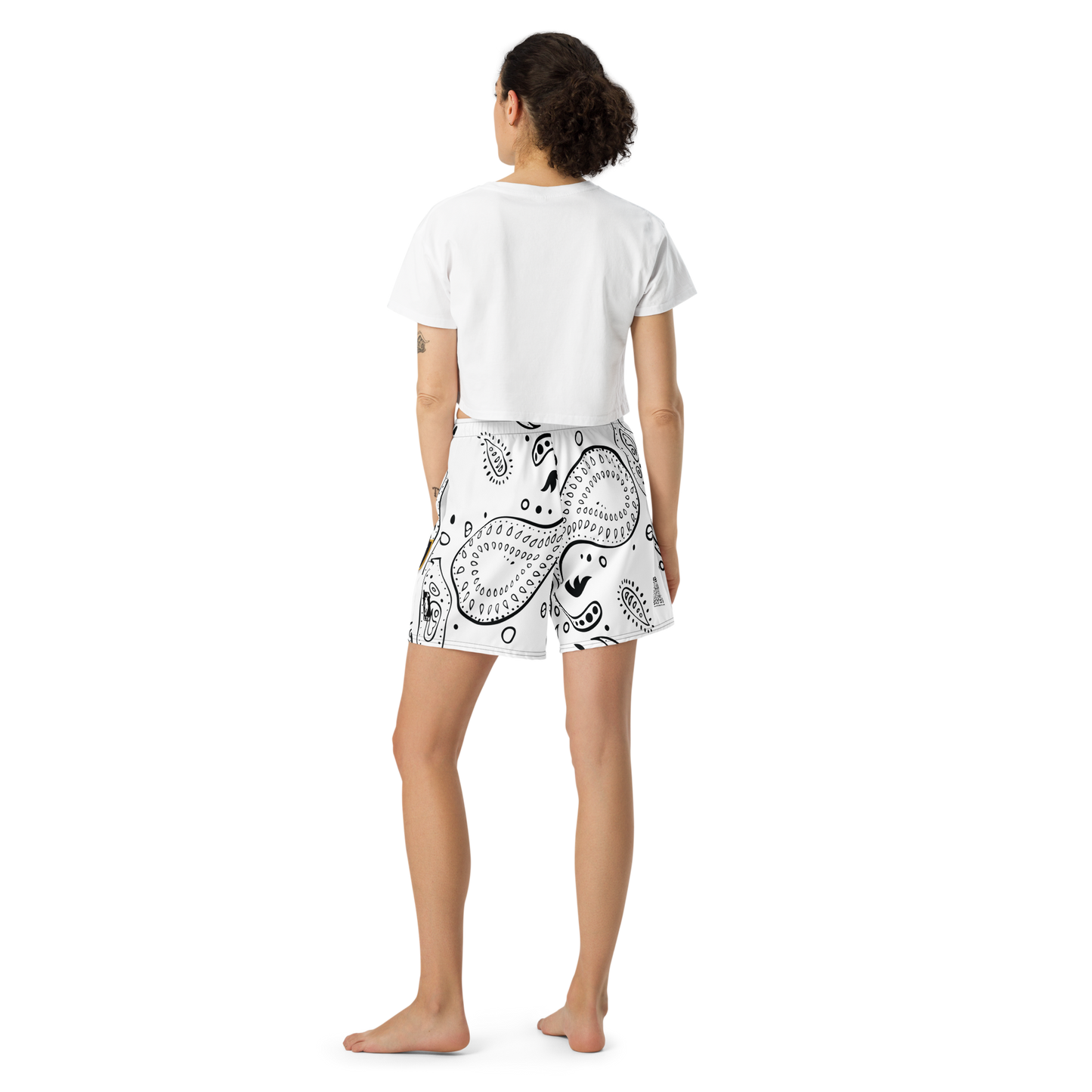 Love The Hustle® Bandana Uni Athletic Long Shorts White Squad