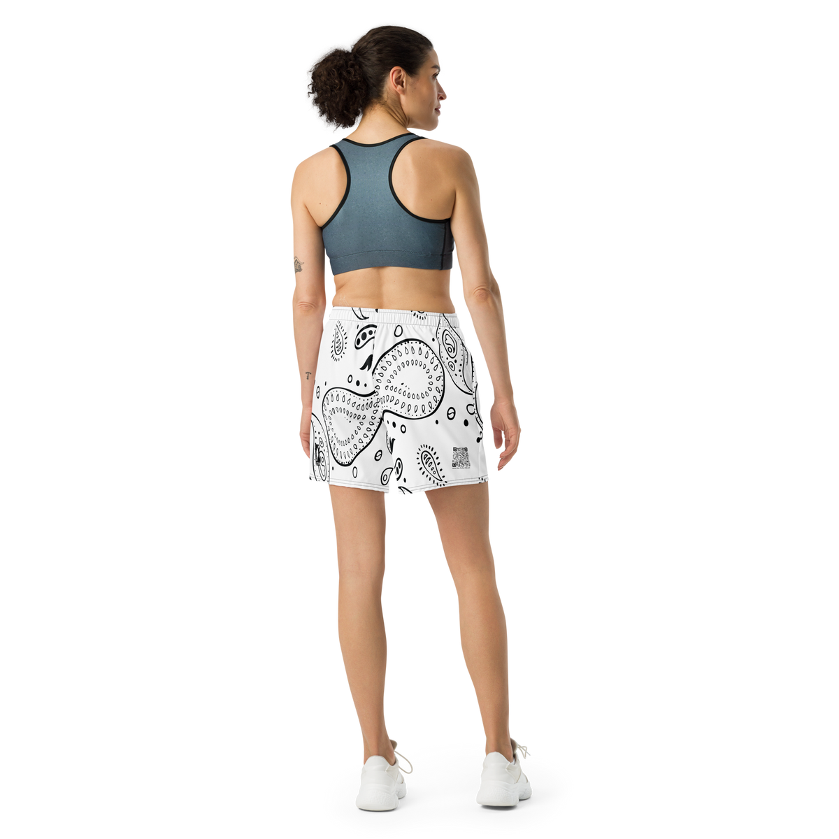 Love The Hustle® Bandana Uni Athletic Long Shorts White Squad