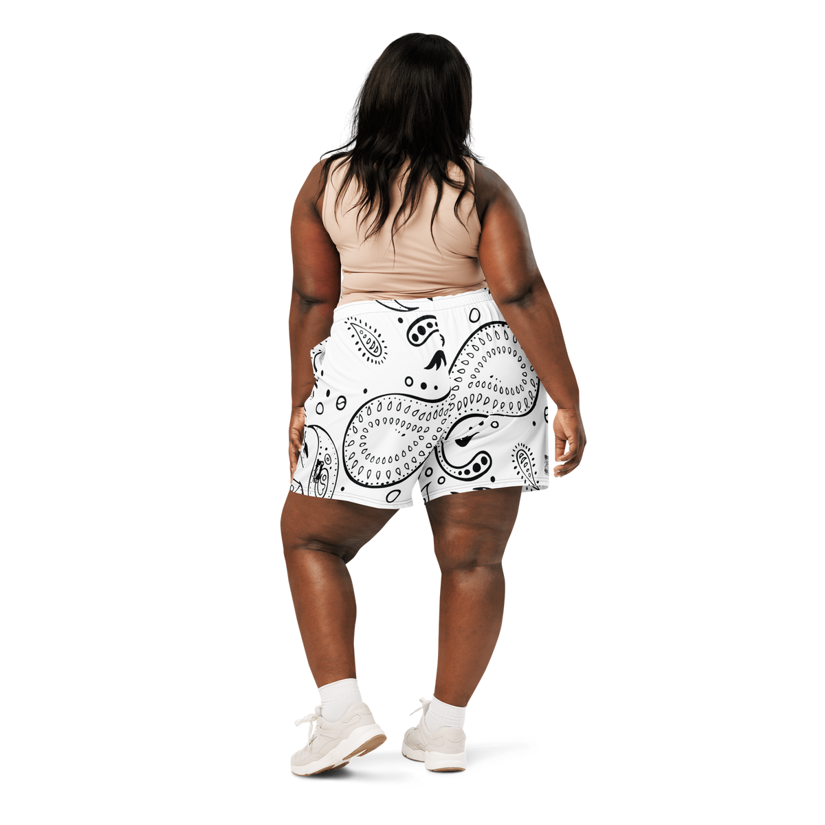 Love The Hustle® Bandana Uni Athletic Long Shorts White Squad