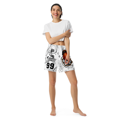 Love The Hustle® Bandana Uni Athletic Long Shorts White Squad
