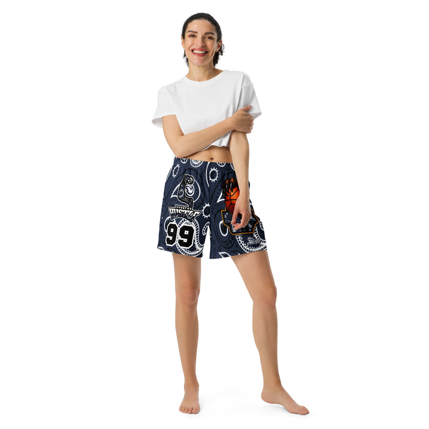 Love The Hustle® Personalized Uni Athletic Long Shorts Navy Squad