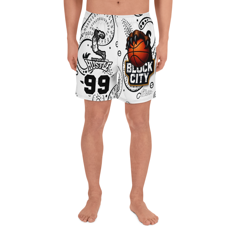 Love The Hustle® Bandana Uni Athletic Long Shorts White Squad