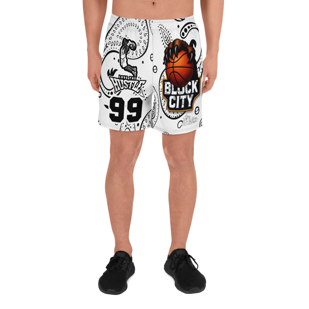 Love The Hustle® Bandana Uni Athletic Long Shorts White Squad