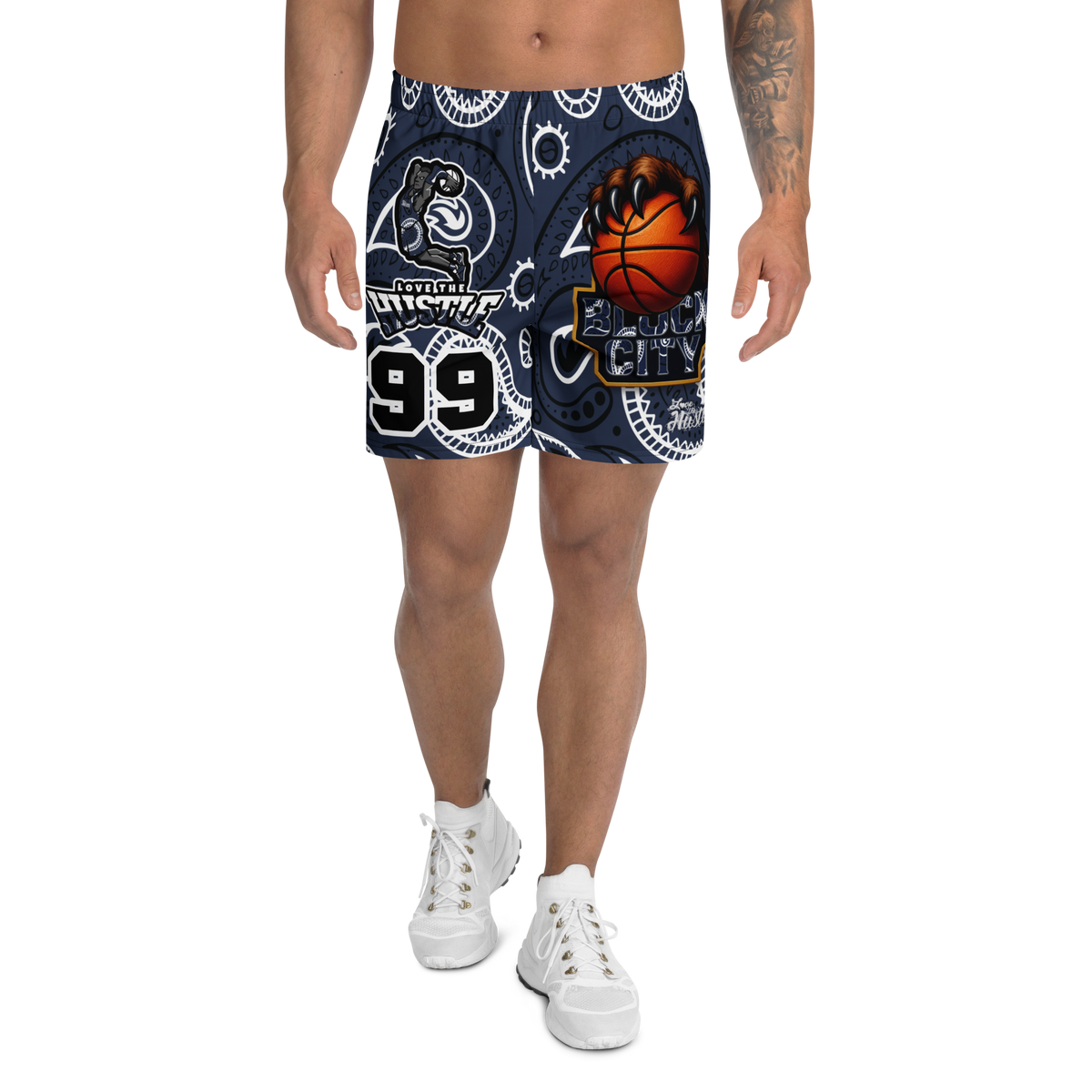 Love The Hustle® Personalized Uni Athletic Long Shorts Navy Squad
