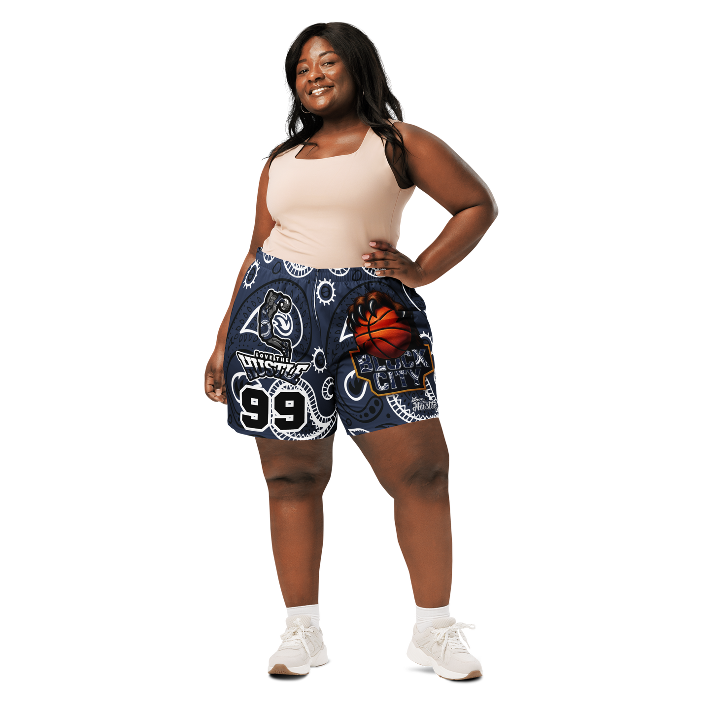 Love The Hustle® Personalized Uni Athletic Long Shorts Navy Squad