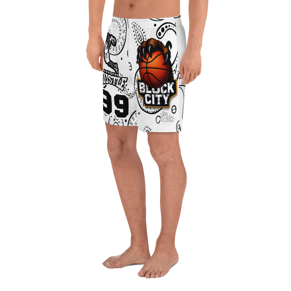 Love The Hustle® Bandana Uni Athletic Long Shorts White Squad