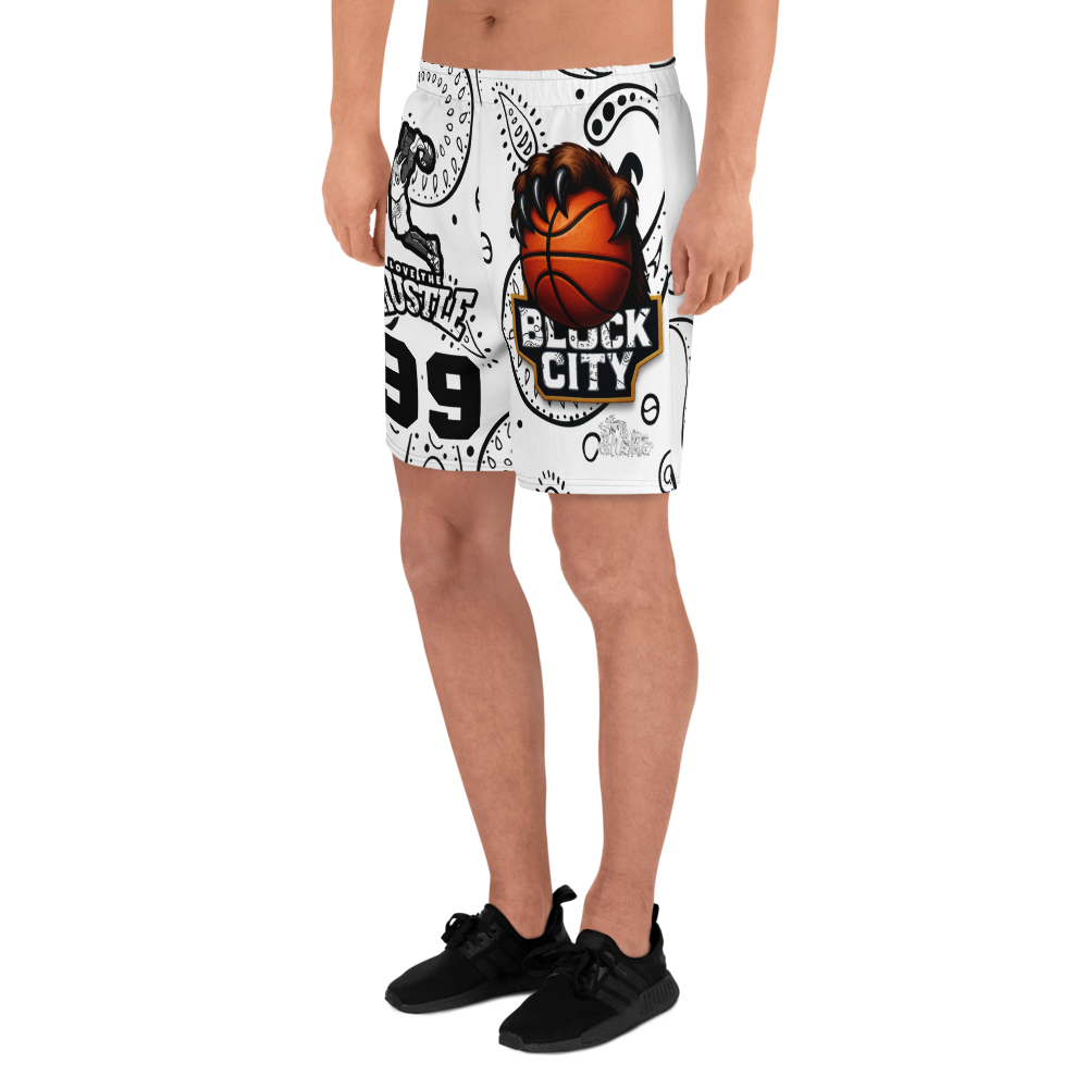 Love The Hustle® Bandana Uni Athletic Long Shorts White Squad