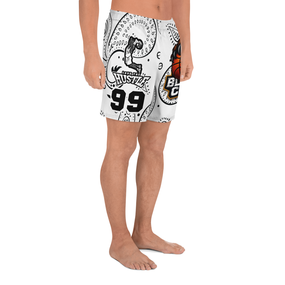 Love The Hustle® Bandana Uni Athletic Long Shorts White Squad