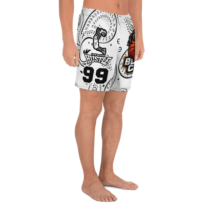 Love The Hustle® Bandana Uni Athletic Long Shorts White Squad