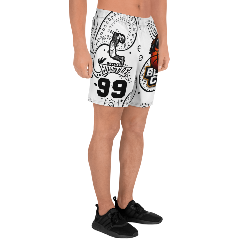 Love The Hustle® Bandana Uni Athletic Long Shorts White Squad