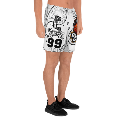 Love The Hustle® Bandana Uni Athletic Long Shorts White Squad
