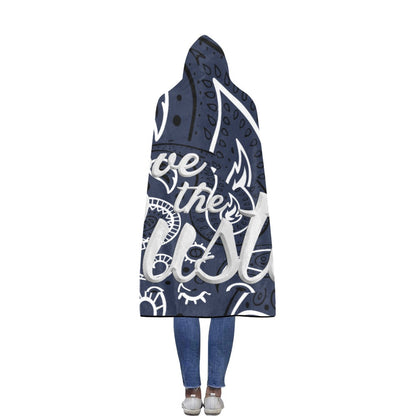 Love The Hustle Flannel Hooded Blanket 60"x80"
