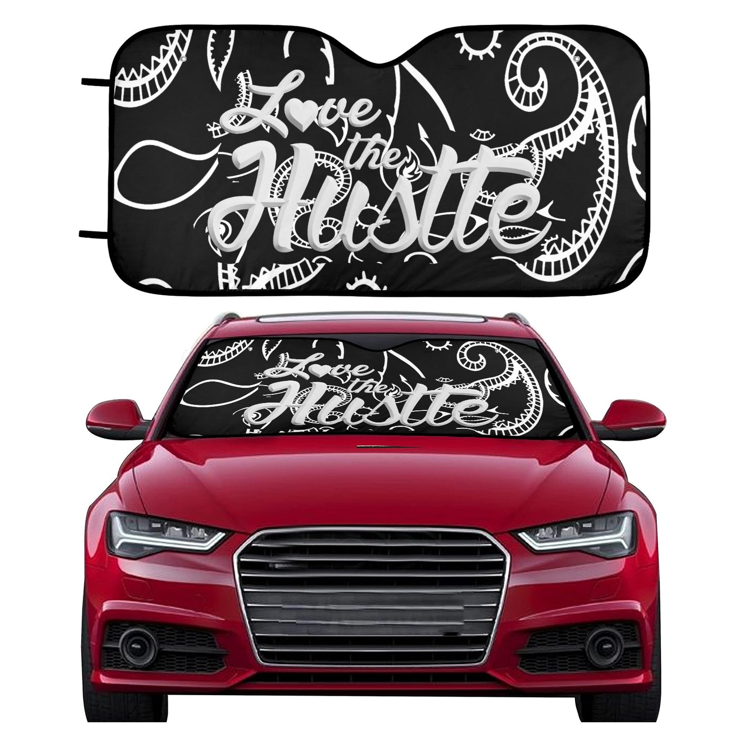 Love The Hustle Auto Sun Shade 57.6" x 27.6"（145cm x 70cm ）